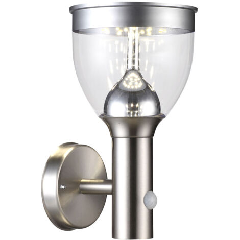 GLOBO- APPLIQUE LED SOLARE SENSORE INOX-IP44- 3000K