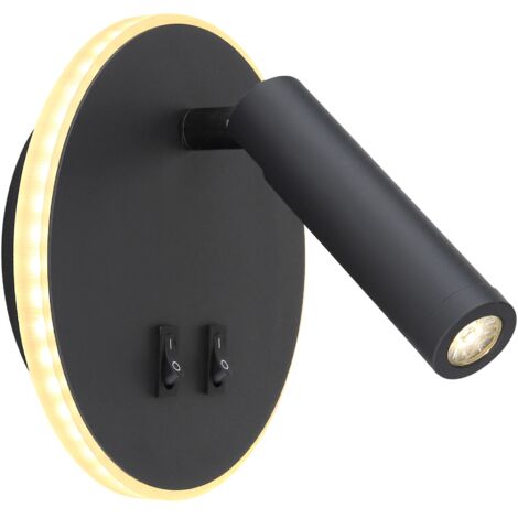 Globo - applique murale - Many - noir - métal - Ø 15cm - LED -
