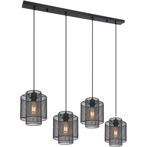 Globo Augustin Plafonnier suspendu de bar noir mat 4x E27
