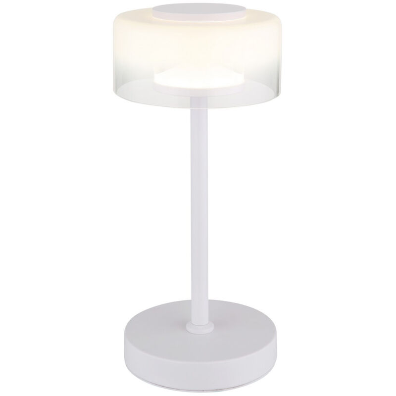 Globo Belinda Lámpara de mesa LED integrada con pantalla de cristal opalino blanco mate LED 4000K