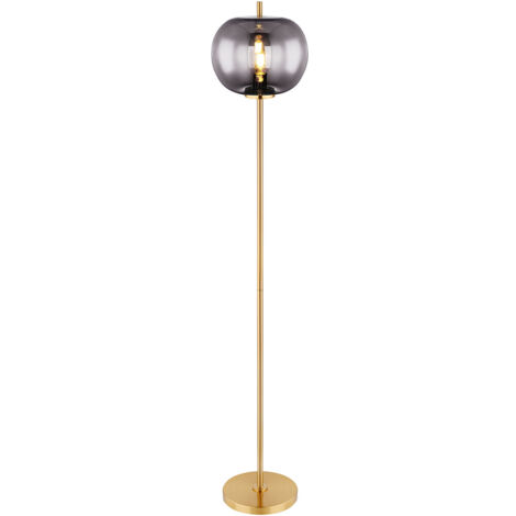 Globo Blacky I Lampadaire en verre, abat-jour en verre couleur laiton, 1 ampoule E27