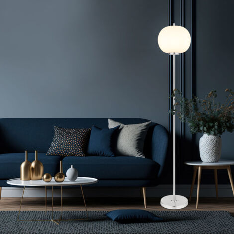 Globo Blacky I Lampadaire en verre nickel mat, abat-jour en verre opale, 1x E27