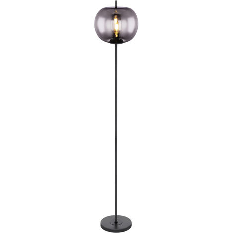 Globo Blacky Lampadaire en verre noir avec abat-jour en verre noir, 1x E27
