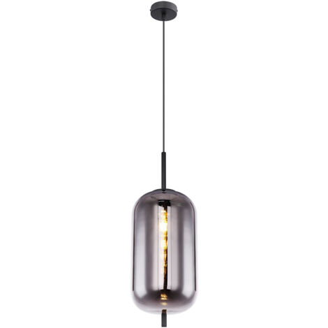 Globo Blacky Plafonnier suspendu fin avec abat-jour en verre noir, 1 x E27