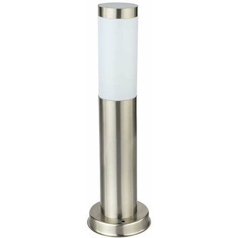 Globo – Borne d'extérieur cylindrique en inox et plastique – IP44 – Hauteur 45 cm – Alimentation 230V – Douille E27 – 3158