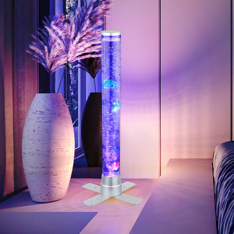 Globo – Colonne à bulles LED RGB – Avec 3 poissons et 2 boules – Dimensions 24,6x24,6x61,1 cm – Effet lumineux coloré pour décoration intérieure