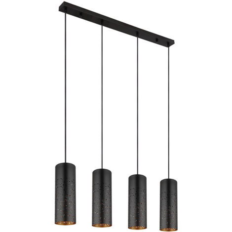 Globo Crocky Plafonnier suspendu de bar noir mat 4x E27