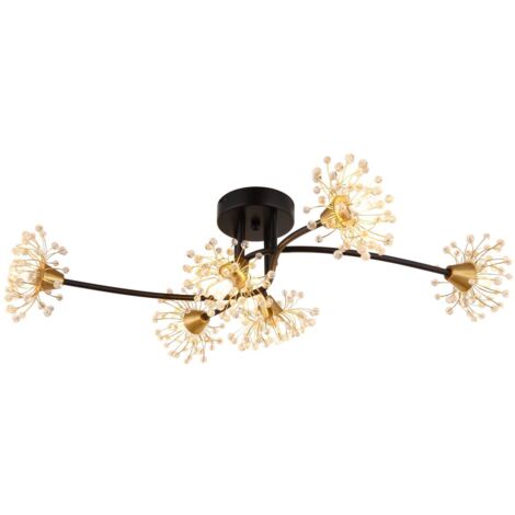 Globo Fiore Plafonnier semi-encastré multi-bras noir mat 6x G9