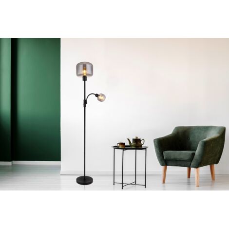 Globo Giuseppe Lampe Mère et Enfant Abat-jour en verre fumé noir mat 1x E27