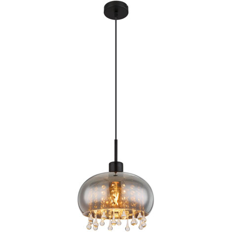 Globo - hängeleuchte - Corry - schwarz - glas rauchglas - Ø 28cm