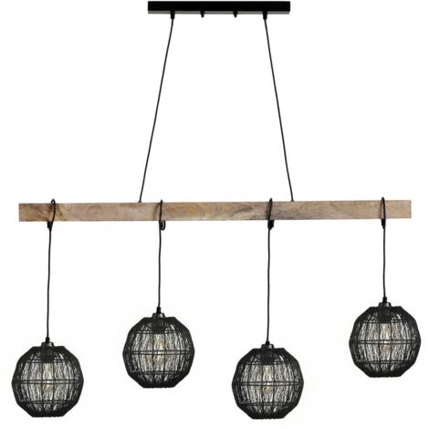 Globo - hängeleuchte - Hermi II - schwarz - holz metall - große