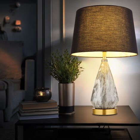 Globo Kisa Lampe de table avec abat-jour rond conique couleur laiton mat 1x E27