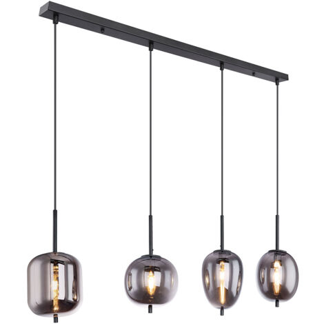 Globo - lampada a sospensione - Blacky - nero - vetro vetro fumé