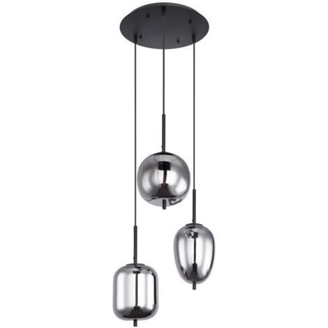 Globo - lampada a sospensione - Blacky - nero - vetro vetro fumé