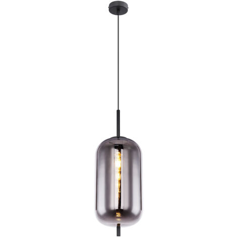 Globo - lampada a sospensione - Blacky - nero - vetro vetro fumé
