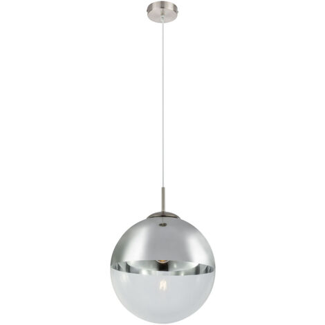 Globo - lampada a sospensione - Varus - nichel - vetro - Ø 30cm -