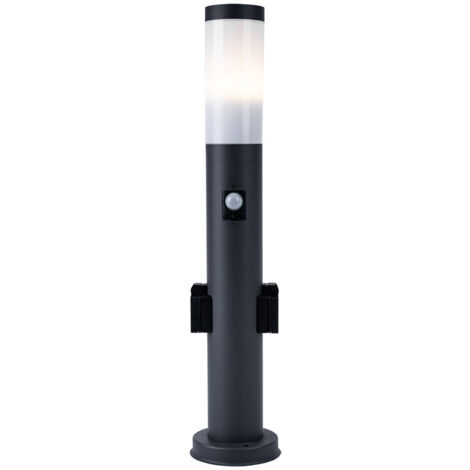 Globo – Lampadaire d'extérieur détecteur de mouvement IP44 – Acier inoxydable anthracite – Hauteur 60 cm, diamètre 13,1 cm – Prise E27 – 3158AKS