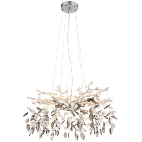 GLOBO Lampadario A Candelabro Danna Cromo Con Vetro Fumo 8 x G9