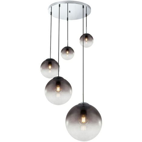 Globo - lámpara colgante - Varus - cromo - vidrio vidrio ahumado