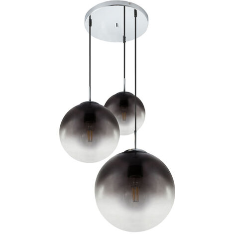 Globo - lámpara colgante - Varus - cromo - vidrio vidrio ahumado