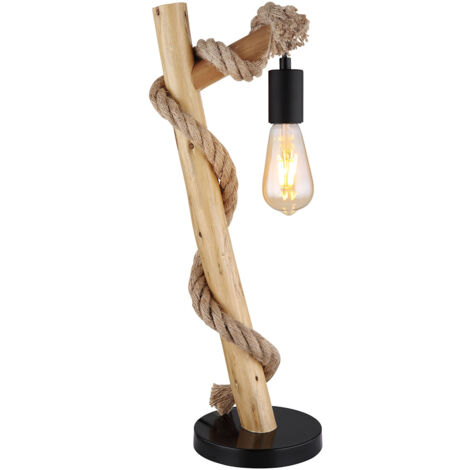 Globo - lámpara de mesa - Ulleu - natural - madera cuerda - E27 -