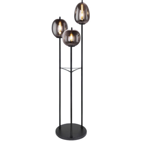 Globo - lámpara de pie - Blacky - negro - vidrio vidrio ahumado -