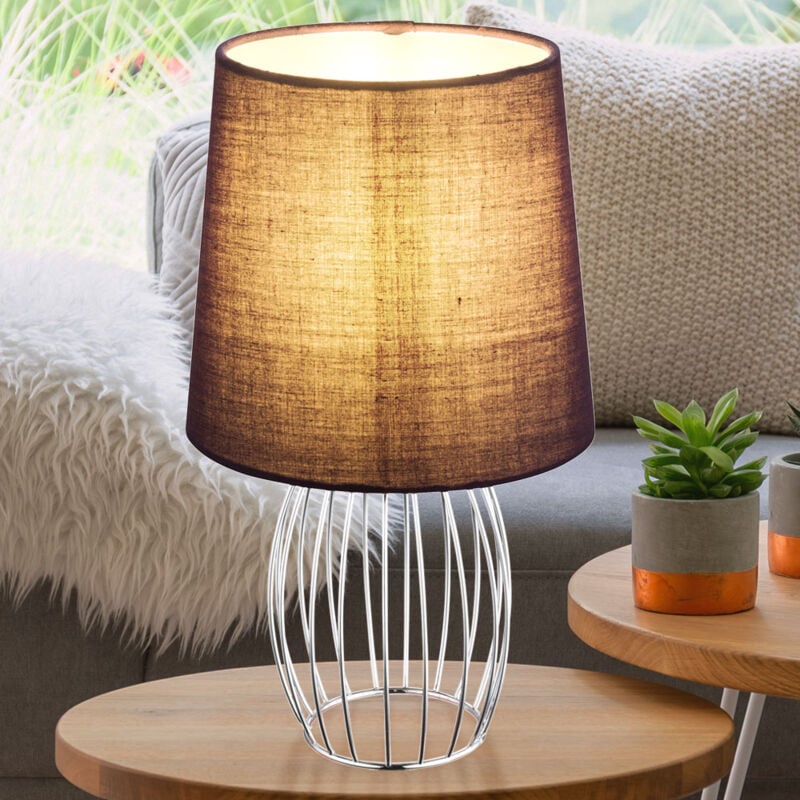 Globo Lighting - Lampe de chevet abat-jour textile violet lampe de table grille métallique lampe d'appoint grille chromée, longueur de câble 1,5 m,