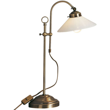 Globo – Lampe à poser vintage en métal laiton et verre opale – Hauteur 54 cm – Prise 1x E14 – Éclairage optimal pour chambre et salon