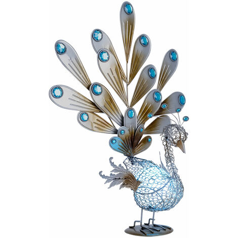 Globo – Lampe solaire LED paon pour jardin – Métal cuivre, IP44, 56,8 cm – Éclairage extérieur décoratif – 33309