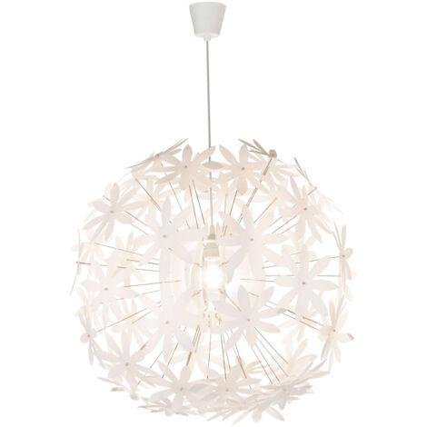 Globo – Lampe suspendue blanche à abat-jour floral – IP20 – Douille E27 – Dimensions 60x150cm – 220V à 240V – 15024