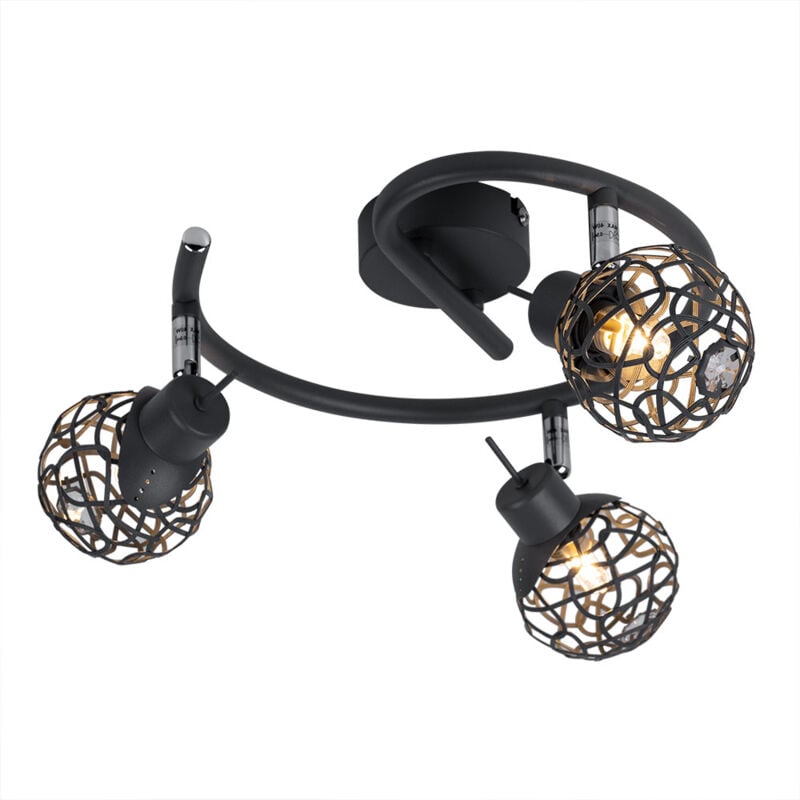 Plafonnier salon boule grise maille aluminium lampe cristal plafonnier Spot cocarde, spots mobiles, 3x G9, 25 cm