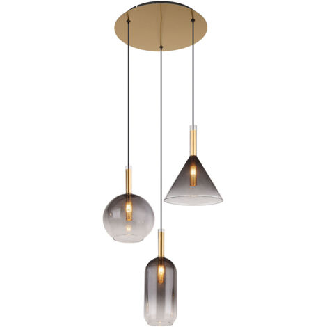 GLOBO Luce A Sospensione Elisabeth Nero Opaco E Ottone 3 x G9