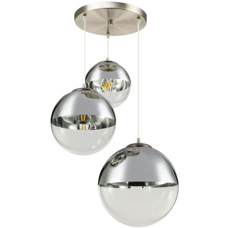 GLOBO Luce A Sospensione Metallo Nichel Satinato, 3 x E27