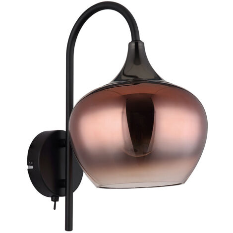Globo Maxy Applique murale dôme en verre noir mat cuivré, culot E27