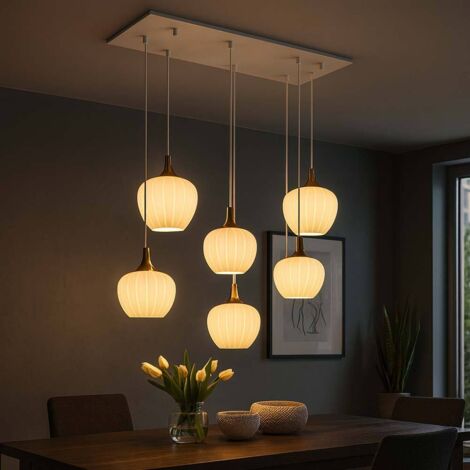 Globo Maxy Lampada a sospensione a grappolo, paralume in vetro opalino bianco opaco, 6x E27
