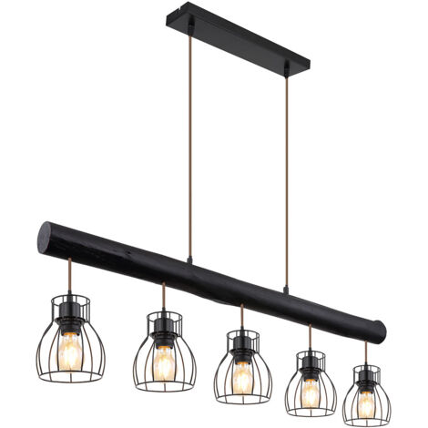 Globo Mina Plafonnier suspendu de bar noir mat 5x E27