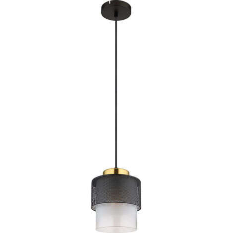 Globo Olga Plafonnier fin avec abat-jour en verre satiné noir mat, 1 culot E27