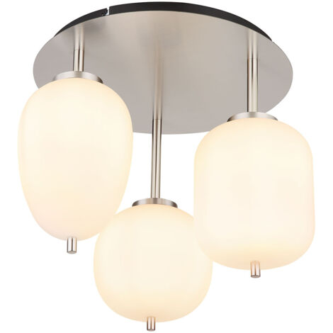 Globo - plafonnier - Blacky I - blanc - verre - Ø 46cm - E14 -