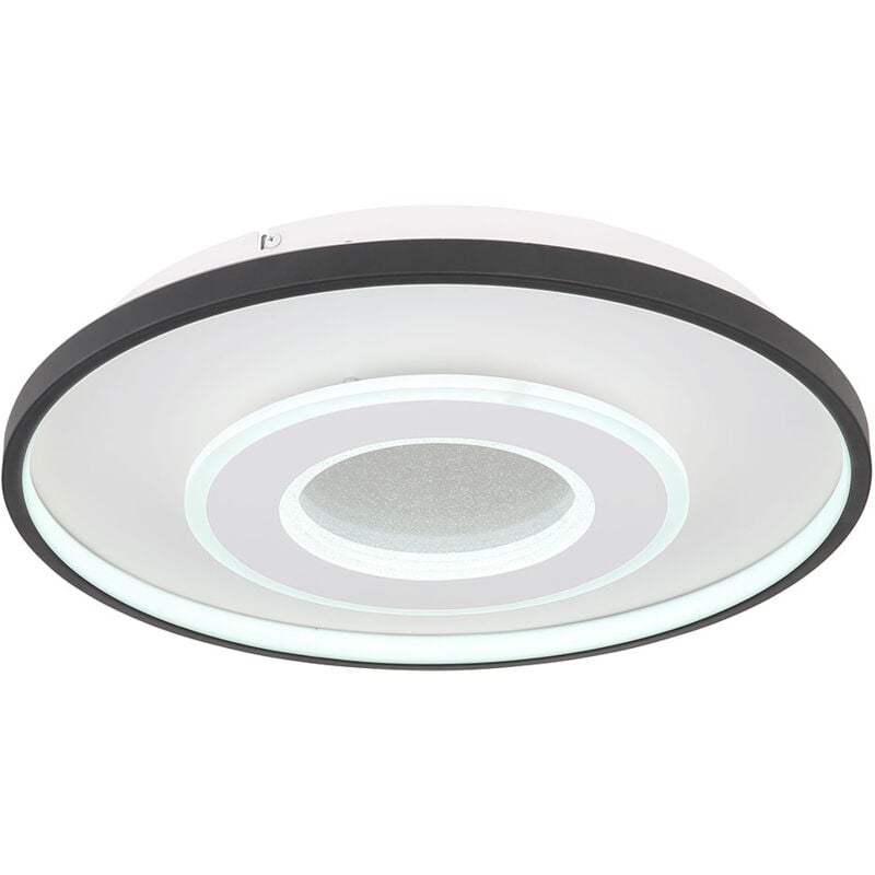 Plafonnier Smart led Plafonnier à intensité variable avec télécommande Langue App Lampe de salon noire blanche, 36W 1400lm blanc chaud - blanc froid,