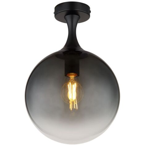 Globo - plafonnier - DALTON - noir - verre - Ø 25cm - E27 -