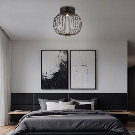 Globo - plafonnier - GALWAY - noir - métal - Ø 30cm - LED -