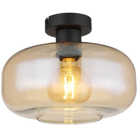 Globo - plafonnier - Giuseppe - ambre - verre - Ø 28cm - E27 -