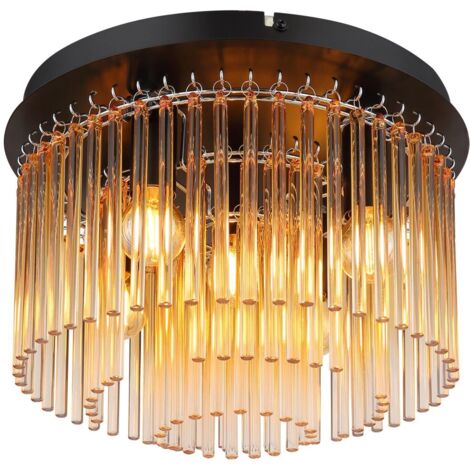Globo - plafonnier - GORLEY - noir - verre - Ø 32cm - E14 -