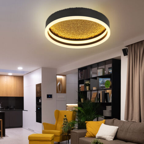 Globo - plafonnier - Hedi - noir - métal - Ø 30cm - LED -