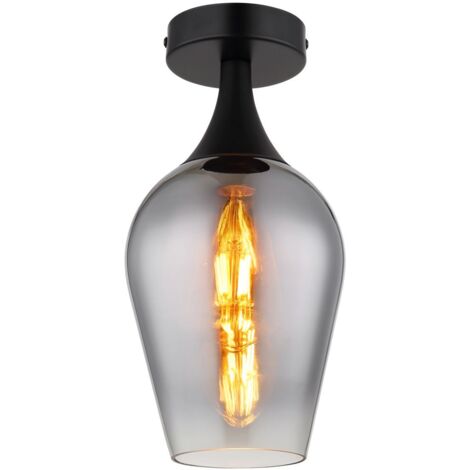Globo - plafonnier - LAVUS - noir - verre - Ø 15cm - E27 -