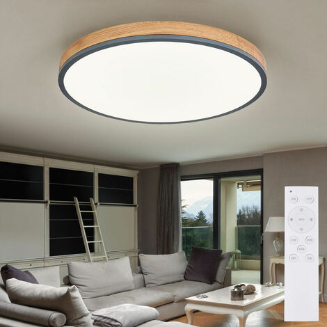 Globo – Plafonnier LED dimmable avec télécommande – 1x 40W 3500Lm – IP20 – Ø60 cm – Aspect bois et métal – Veilleuse CCT