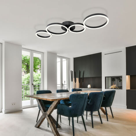Globo – Plafonnier LED moderne noir en forme d'anneau – Métal et plastique – 1x35W 1600lm blanc chaud – Dimensions 88,5x33x6,5 cm – IP20