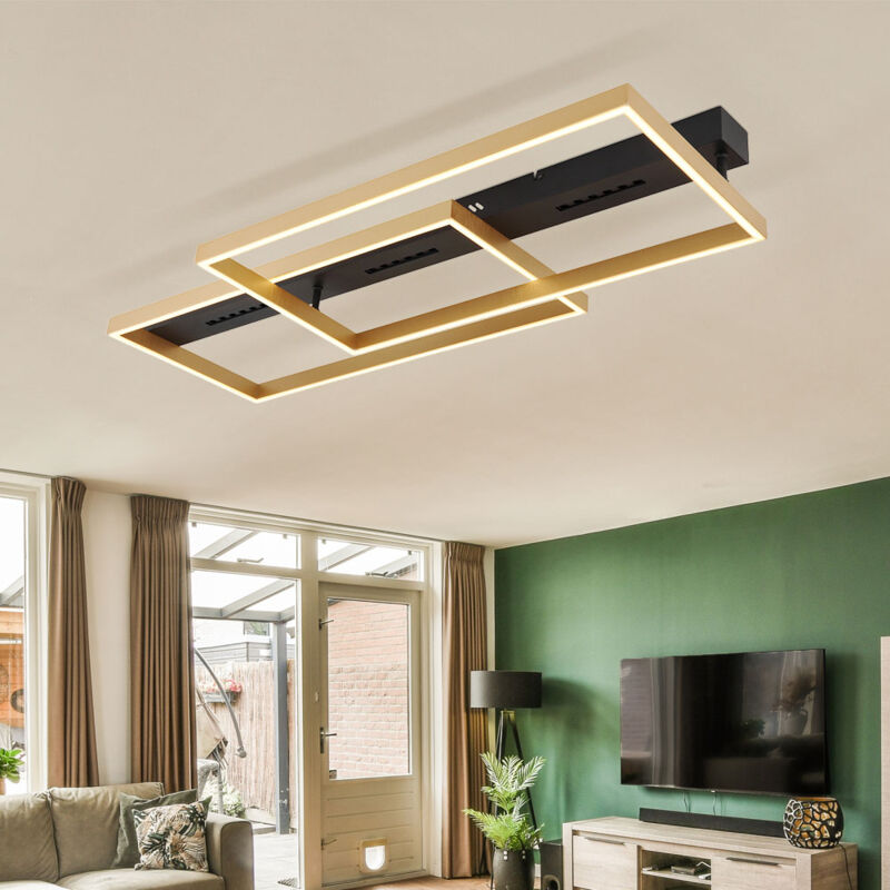 Plafonnier led plafonnier lampe de salon métal doré interrupteur à marchepied l 90 cm