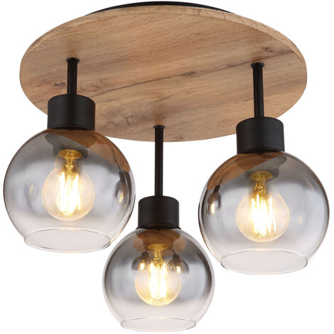 Globo - plafonnier - Moitas - naturel noir - verre - Ø 38cm - E27