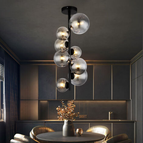 Globo - plafonnier - Riha - noir - verre métal verre fumé - Ø